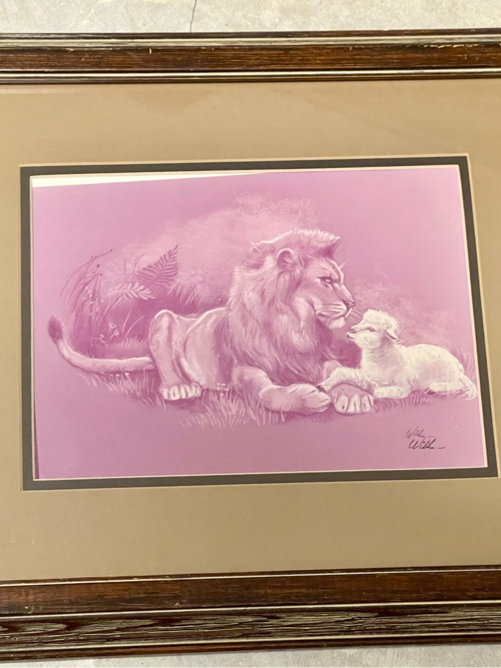 Lion and Lamb Picture Framed “Harmony For He is our Peace”